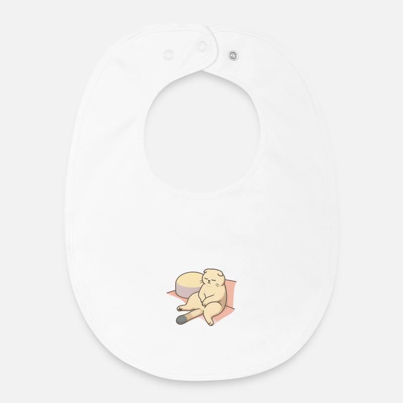 Chat relaxant au lit avec oreiller - Bavoir bébé bio - blanc