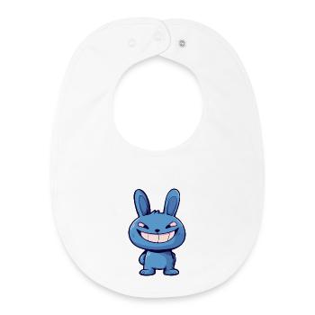 Evil Blue Bunny – Gruselige süße Cartoon Tierkunst - Baby Organic Lätzchen - Weiß - Vorne