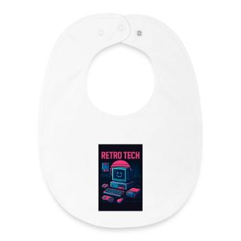 Graphiste informatique Retro Tech avec le sourire - Bavoir bébé bio - blanc - Devant