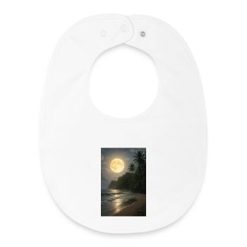 Moonlight over tropical beach - Baby Organic Bib - white - Front