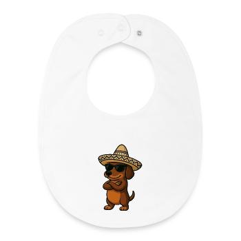 Cool dachshund with sombrero determined - Baby Organic Bib - white - Front
