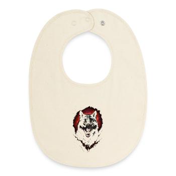 Dark Wolf Intense Night Creature Red Halo - Baby Organic Bib - soft Ecru - Front