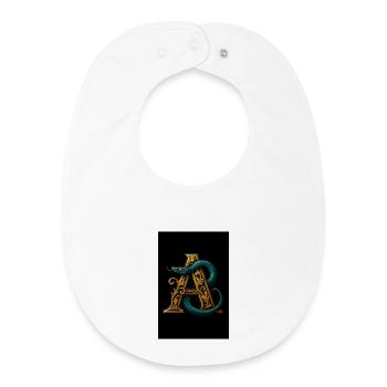A - Magic Ornament with Basilisk - Baby Organic Bib - white - Front