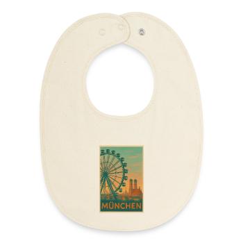 Historischer Münchner Riesenrad-Silhouette - Baby Organic Lätzchen - Natur - Vorne