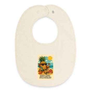 Pineapple with sunglasses on the beach - Baby Organic Bib - soft Ecru - Front
