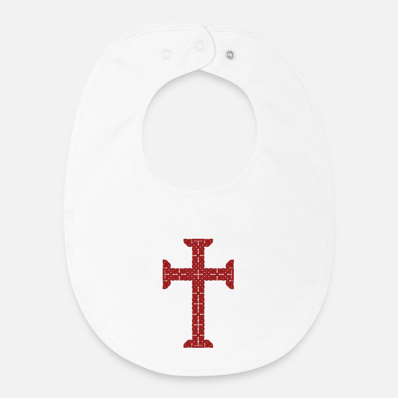 Croix du Templier - Bavoir bébé bio - blanc