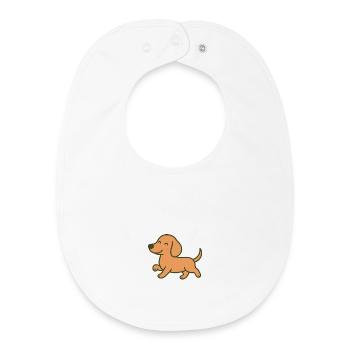 Cheerful puppy run cartoon design - Baby Organic Bib - white - Front