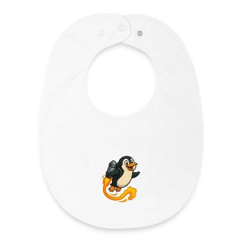 Vol de fusée pingouin ludique - Bavoir bébé bio - blanc - Devant