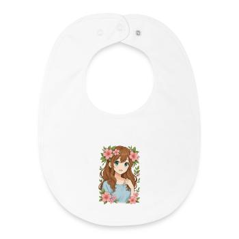 Couronne de fleurs Anime Girl - Bavoir bébé bio - blanc - Devant