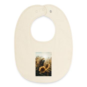 Faultier im Sonnenblumenfeld mit Hut, relax - Baby Organic Lätzchen - Natur - Vorne
