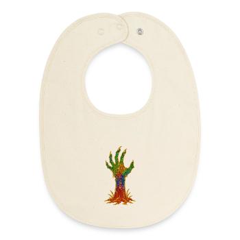 Rainbow Glitter Hand Awakening - Baby Organic Bib - soft Ecru - Front