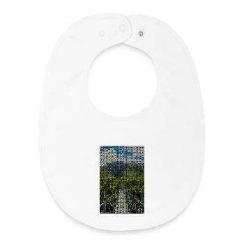Heart Pixel Landscape Greens - Baby Organic Bib - white - Front