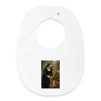 Une religieuse coupe du bois - Bavoir bébé bio - blanc - Devant