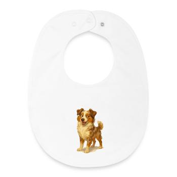 Naughty Australian Shepherd Cartoon - Baby Organic Bib - white - Front