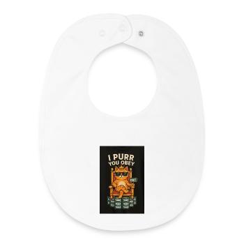 Cat King Commands with Tuna - Baby Organic Bib - white - Front
