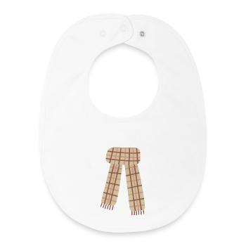 Écharpe à carreaux beige en tricot douillet - Bavoir bébé bio - blanc - Devant