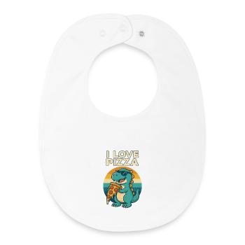 Cool Dino Loves Pizza - Baby Organic Bib - white - Front