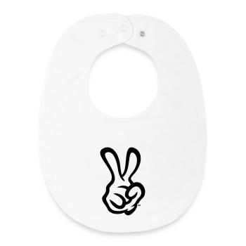Signaux de la main de la victoire (main droite / 1C) - Bavoir bébé bio - blanc - Devant