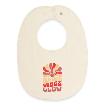 Autumn Vibes Glow - Baby Organic Bib - soft Ecru - Front