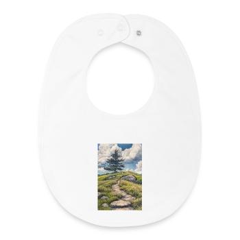 Illustration of a natural landscape - Bavoir bébé bio - blanc - Devant