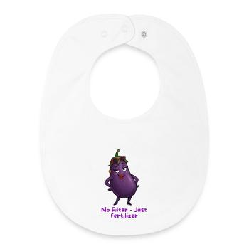 Aubergine Diva Lunettes de Soleil Motif Caricature - Bavoir bébé bio - blanc - Devant