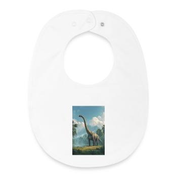 Dino Dawn Longneck - Baby Organic Bib - white - Front