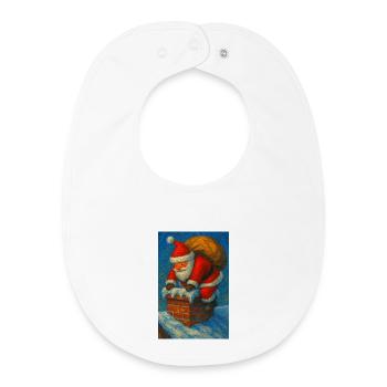 Santa Claus Climbs Chimney in Snow - Baby Organic Bib - white - Front