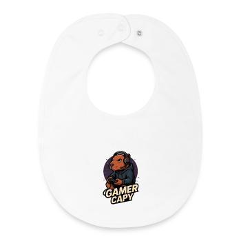 Gamer Capy – Cute Capybara Gamer 🎮
 - Baby Organic Lätzchen - Weiß - Vorne
