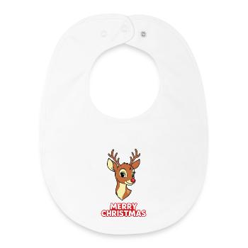 Maman Renne Noël Joyeux Noël - Bavoir bébé bio - blanc - Devant