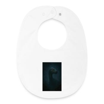 Dino in cloud forest with glowing eye - Baby Organic Bib - white - Front