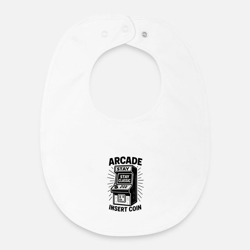 Arcade Classic Insert Coin - Bavoir bébé bio - blanc