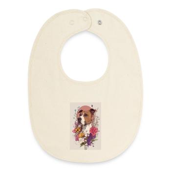 Floral Hound in Bloom - Baby Organic Bib - soft Ecru - Front