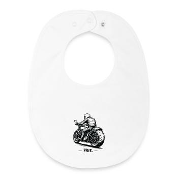 Motorradfahrer Rückansicht Chopper Rider - Baby Organic Lätzchen - Weiß - Vorne