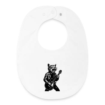 Cat Rocker with Guitar - Baby Organic Bib - white - Front