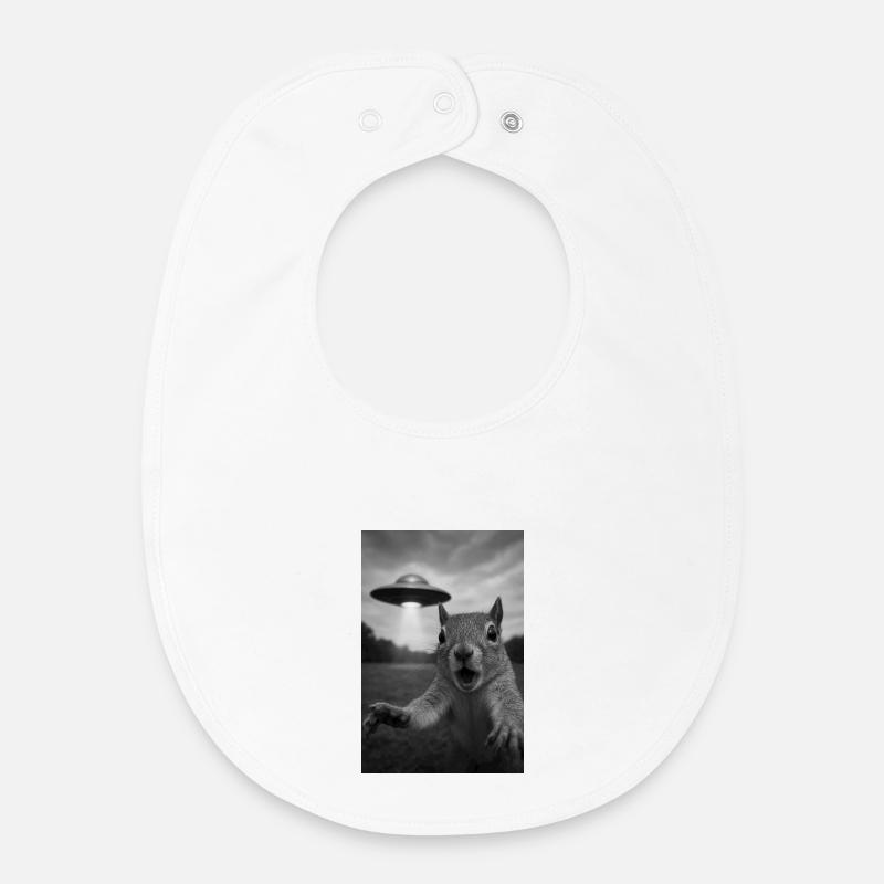 UFO Squirrel Encounter - Baby Organic Bib - white