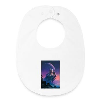 Château au clair de lune au-dessus de l’île Nebula - Bavoir bébé bio - blanc - Devant
