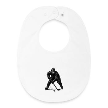 Eishockey Spieler – Monochromes Design - Baby Organic Bib - white - Front