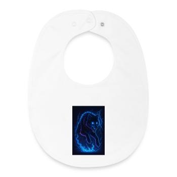 Neon Wolf in Thunder Darkness - Baby Organic Bib - white - Front
