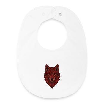 Roter Geometrischer Wolf - Baby Organic Lätzchen - Weiß - Vorne