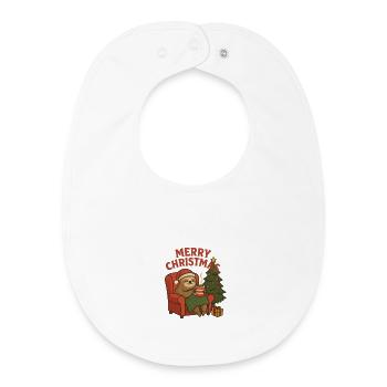 Gemütliches Weihnachtsfauli im Sessel - Baby Organic Lätzchen - Weiß - Vorne