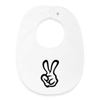 Signaux de la main de la victoire (Main gauche / 1C) - Bavoir bébé bio - blanc - Devant