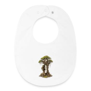Cabane dans l’arbre dans la forêt – rêve imaginaire - Bavoir bébé bio - blanc - Devant