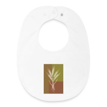 Wheat Ears Line Art – Nature Motif - Baby Organic Bib - white - Front