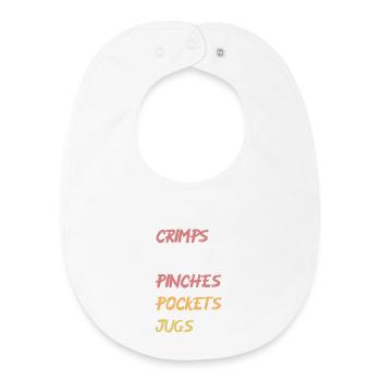 Bulleted climbing holds retro colors lettering - Baby Organic Bib - white - Front