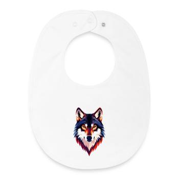 Colored Wolf Head Wolf Look Wolf Head Motif - Baby Organic Bib - white - Front