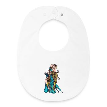 Danseuse du ventre azur Verseau aux cheveux longs - Bavoir bébé bio - blanc - Devant