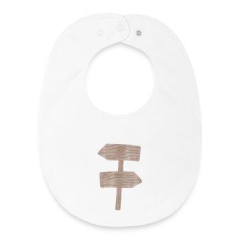 Woodland Signpost Wood Grain Graphic - Baby Organic Bib - white - Front