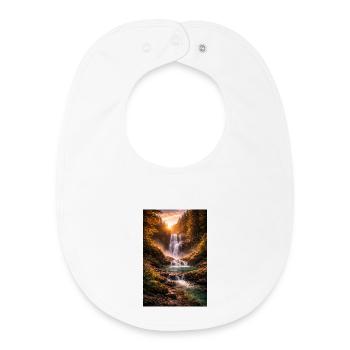 Waterfall in the evening sun - Baby Organic Bib - white - Front