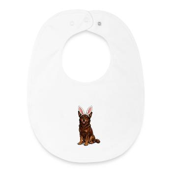 Chien sautant aux oreilles de lapin - Bavoir bébé bio - blanc - Devant