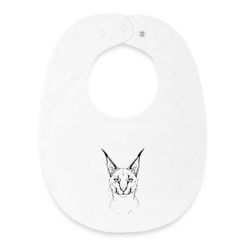 Wild Caracal - Minimalist Fine Line Art - Baby Organic Bib - white - Front